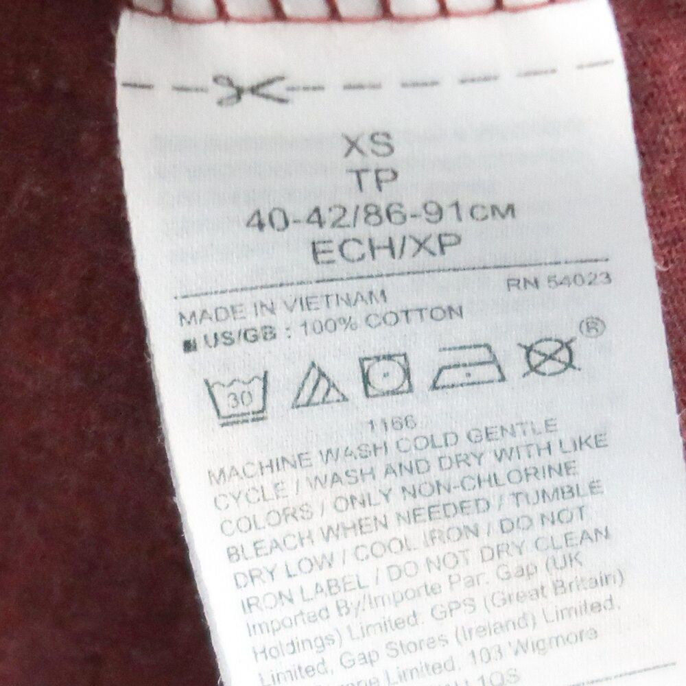 Banana Republic Mens T-Shirt Size XS Maroon Soft Wash Casual - Picture 5 of 6